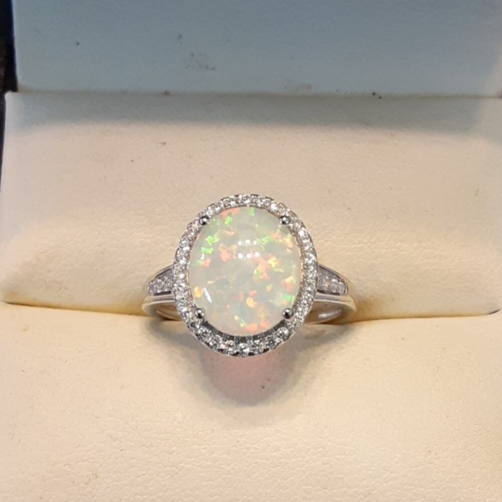3.50ctw Lab Created Opal Platinum/925 - Picture 7 of 8